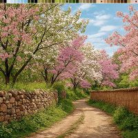 باغ با دیوار سنگی