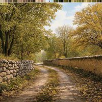 باغ با دیوار سنگی
